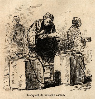 El vendedor de platos sucios. Grabado para ilustrar el viaje a Japón, por Aime Humbert, ministro de la Confederación Suiza, en 1863-1864, publicado en 