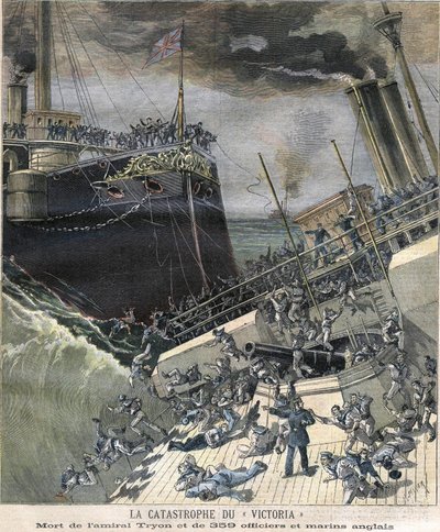 El desastre del acorazado Victoria en 1893. Muerte del almirante Tryon y 359 oficiales y marineros ingleses de Unknown artist