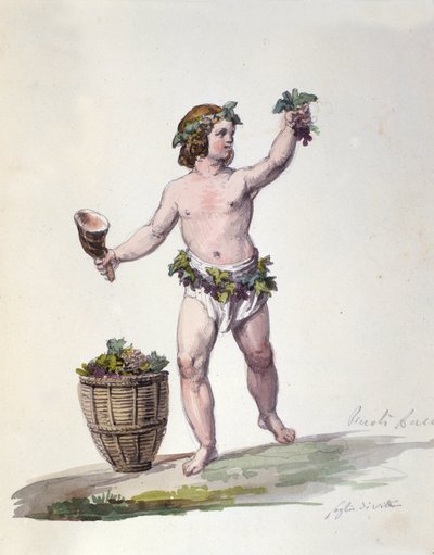 La divinidad Baco. Grabado de “Dizionario mitologico” de Unknown artist