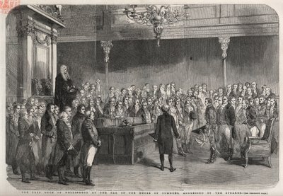 El duque de Wellington (Arthur Wellesley (1769-1852)) en la barra de la Cámara de los Comunes para recibir las felicitaciones del Presidente por su victoria en Vimeiro, Guerra Peninsular de Unknown artist