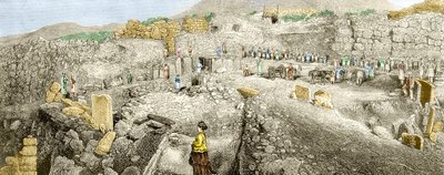 Las excavaciones en Micenas dirigidas por Heinrich Schliemann. Siglo XIX de Unknown artist