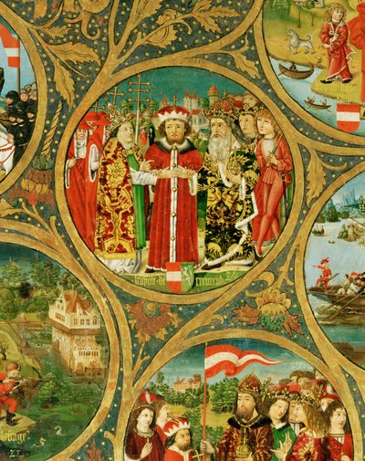 Árbol genealógico de los margraves y duques de Babenberg, primeros gobernantes de "Ostarrichi". de Unknown Artist