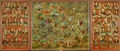 Árbol genealógico de los margraves y duques de Babenberg, primeros gobernantes de "Ostarrichi". de Unknown Artist