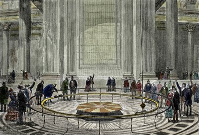 La famosa experiencia del Péndulo de Léon Foucault en 1851 demostrando la rotación de la Tierra en el Panteón de París de Unknown artist