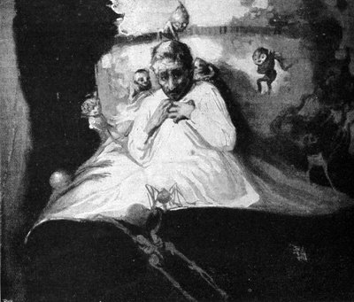 El miedo a los fantasmas (un hombre en la cama piensa que es asaltado por criaturas imaginarias). de Unknown artist