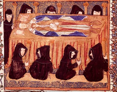 El funeral de un rey en miniatura del manuscrito 