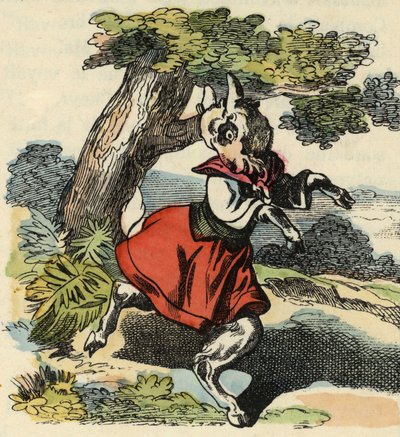 La cabra, Pequeña Chevy. Ilustración del cuento "Buen Medor y Pequeña Chevrette". En "Cuentos del hogar para los pequeños". Grabado anónimo del siglo XIX de Unknown artist