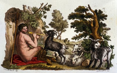El dios Pan. Grabado del “Dizionario mitologico” siglo XIX de Unknown artist