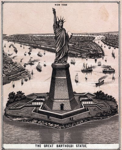 La gran estatua de Bartholdi en Nueva York, EE.UU. en “El mundo ilustrado 168 vistas” Sin fecha (finales del siglo XIX) de Unknown artist