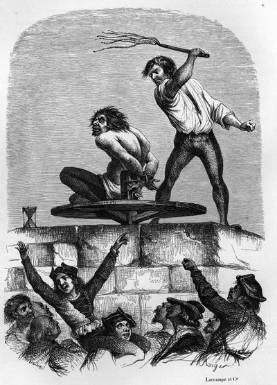 El jorobado Quasimodo en el Pilori. Ilustración de la novela “Notre Dame de París” de Victor Hugo de 1844 de Unknown artist