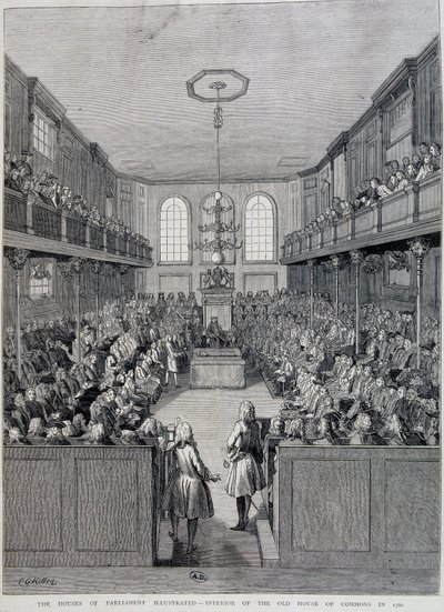 El interior de la Cámara de los Comunes de Londres en 1760 de Unknown artist