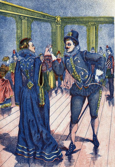 El hijo del rey hace bailar a Cenicienta. Ilustración para “Cenicienta”, cuento de Charles Perrault (1628-1703), escritor francés. Imaginario Marcel Vagne, Jarville Nancy, sin fecha (finales del siglo XIX). de Unknown artist