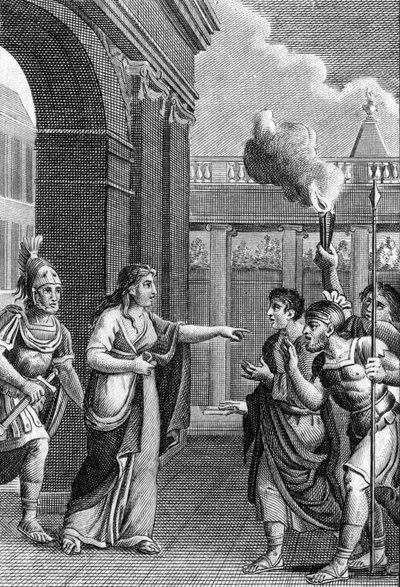 La legendaria reina de Babilonia, Semíramis, calma con su presencia una sedición que había surgido en Babilonia (Bellezas de la historia antigua o hechos y dichos memorables de los grandes hombres) de Unknown artist