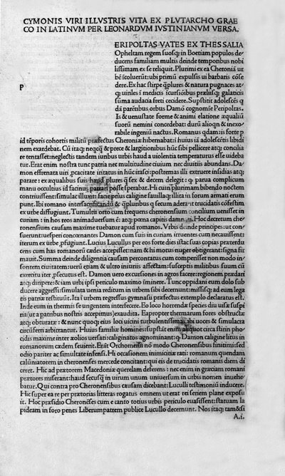 Las vidas de hombres ilustres. Página del libro de Plutarco de Queronea, también llamado “Vidas Paralelas”. 1495 de Unknown artist