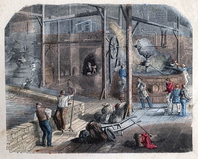 La fabricación de cerveza. Ilustración del siglo XIX. Colección Bianchetti. de Unknown artist
