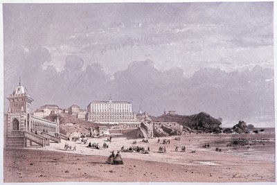 Los nuevos baños de la costa de los locos y el casino en Biarritz, s.d. siglo XIX de Unknown artist