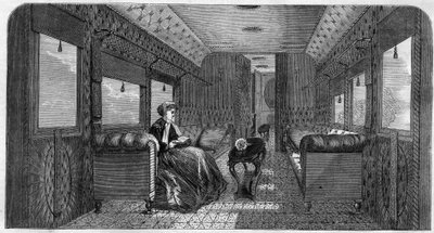 El nuevo coche de su majestad la Princesa de Gales para sus viajes en tren. Grabado en "El Universo Ilustre" de Unknown artist