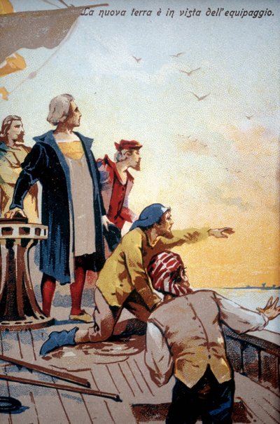 El nuevo mundo ante la tripulación de Cristóbal Colón (1492). de Unknown artist