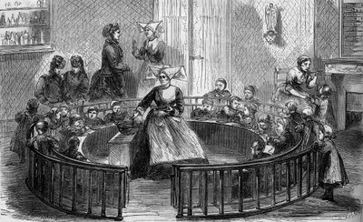 La guardería de la crèche Sainte Eugénie de la rue de Crimée en París en 1870 de Unknown artist
