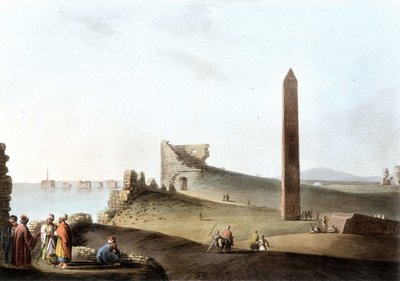Los obeliscos en Alejandría, llamados agujas de Cleopatra - en Vistas en Egipto de Unknown artist