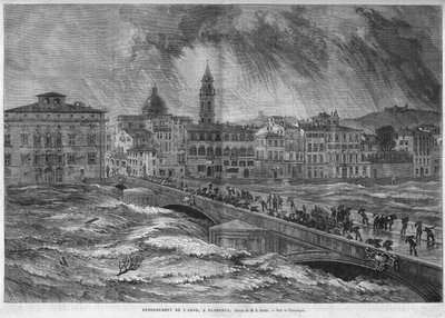 La inundación del Arno en Florencia en 1868. de Unknown artist