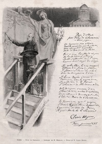 El pintor Puvis de Chavannes (1824-1898) ocupa la pintura - alegoría de M. Merwart con una poesía de Clovis Hugues de Unknown artist