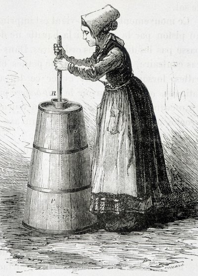 La baratte de pistón - en "Las maravillas de la industria" por Louis Figuier de Unknown artist