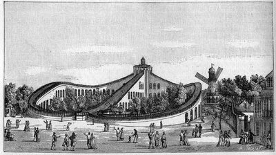 La montaña rusa del Jardín Beaujon en París en 1821. En 