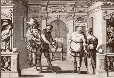 La compañía real de la Comedia Italiana en el teatro del Hotel de Bourgogne, rue Mauconseil en París de Unknown artist