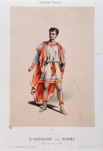 El cantante Achille De Bassini interpretando a Pollione en la ópera La Norma de Unknown artist