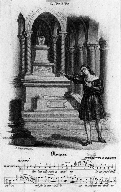 La cantante Giuditta Pasta (1797-1865) interpretando a Romeo en “Giulietta e Romeo” de Nicola Antonio Zingarelli (1752-1837) de Unknown artist