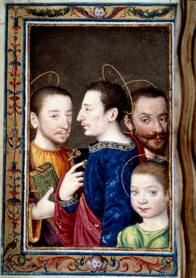 Los hijos de Francisco I (1494-1547): Francisco (1518-1536) delfín, Enrique II (1519-1559) y Carlos (1522-1545). Miniatura en 