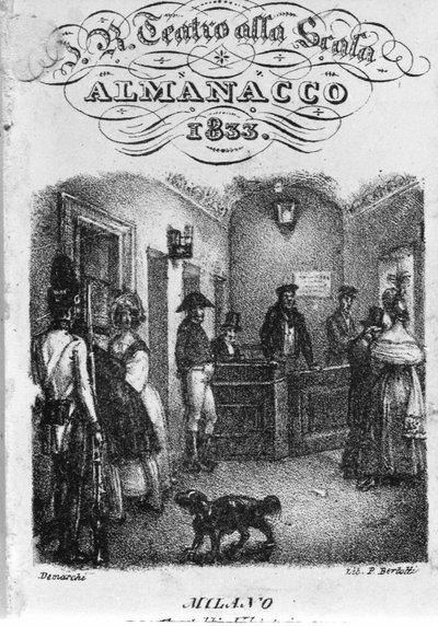 La taquilla del teatro alla Scala, almanaque de 1833 de Unknown artist