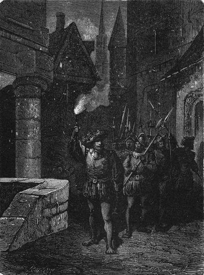 La vigilancia con antorchas en las calles de París en el siglo XVII. En “Álbum de la Ciencia”, Éditions Jouvet. de Unknown artist