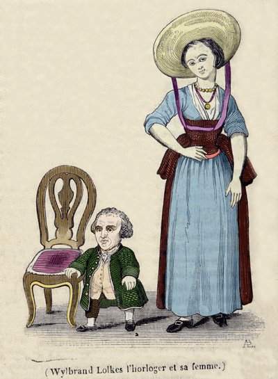 El relojero Wylbrand Lolkes con su esposa. Grabado del siglo XIX. de Unknown artist