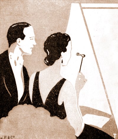 Público de teatro-elegante pareja en una representación teatral de Unknown artist