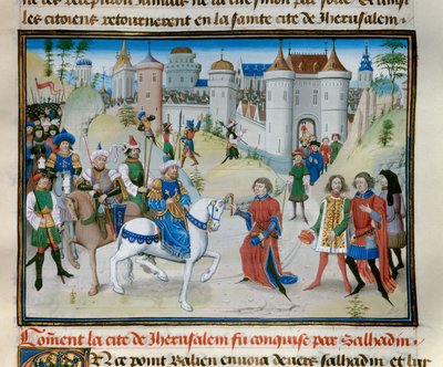 Tercera Cruzada: la captura de Jerusalén por el sultán Saladino (1138-1193) en 1187 de Unknown artist