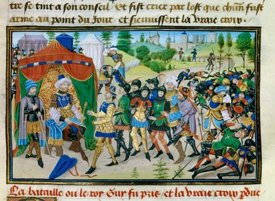 Tercera Cruzada: la pérdida de la Verdadera Cruz durante la Batalla de Hattin el 4 de julio de 1187 de Unknown artist