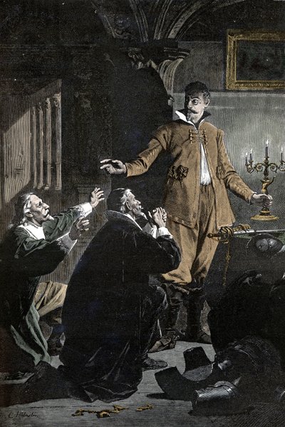 Guerra de los Treinta Años: Wallenstein advertido - Guerra de los Treinta Años (1618-1648): Aislado en Bohemia, Albrecht (Albert) von Wallenstein (Waldstein) (1583-1634) roído por la incertidumbre y las supersticiones rodeado de médicos y astrólogos de Unknown artist