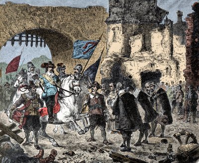 Treinta años: General Bernardo de Sajonia-Weimar (1604-1639) victorioso en Breisach (Alemania) - Bernhard de Weimar entrando en Breisach de Unknown artist
