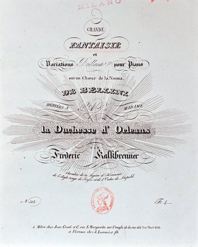 Portada de la partitura de Grande Fantaisie de F. Kalkbrenner de Unknown artist