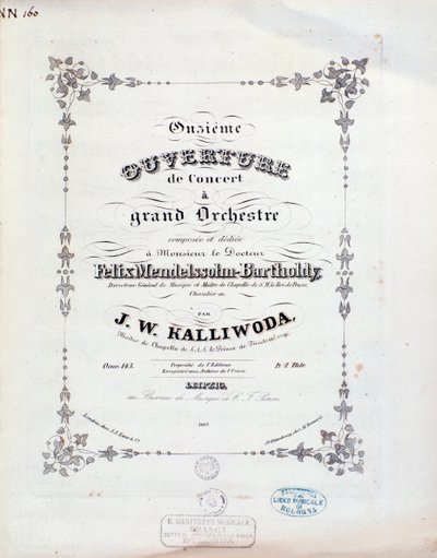 Portada de partitura de la obertura n.º 11 de Kalliwoda de Unknown artist