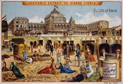 Turistas en una playa de Scheveningen, Holanda de Unknown artist