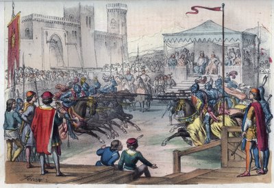 Torneo con motivo del matrimonio de Isabel de Baviera (1371-1435) y Carlos VI - grabado de “Usi e Costumi di Tutti i Popoli dell