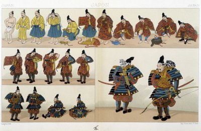 Vestimenta tradicional de samuráis japoneses - en “El traje histórico” de Racinet de Unknown artist