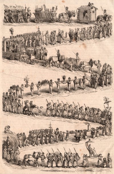 Procesión tradicional durante el festival de viticultores en Vevey, Suiza de Unknown