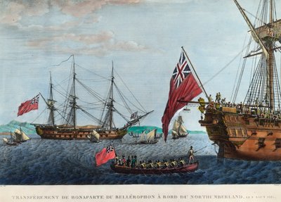 Transferencia de Napoleón 1º del Bellerophon al Northumberland el 8 de agosto de Unknown artist