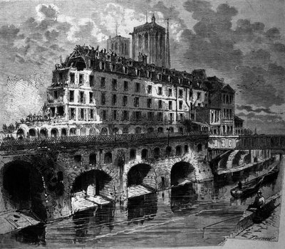 Transformaciones de París bajo el Segundo Imperio, Obras de Haussmann: Demolición del antiguo Hotel Dieu. de Unknown artist