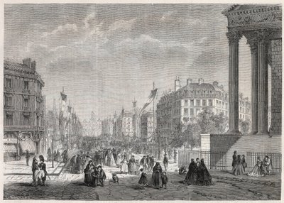 Transformaciones de París bajo el Segundo Imperio, París Haussmann: decoración del Boulevard Malesherbes, el día de su inauguración el 13 de agosto de 1861 - Grabado en "Le Monde Illustré" de Unknown artist