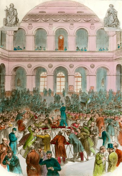 Agentes de cambio en la Bolsa de París (grabado) 1856 Colección privada de Unknown artist